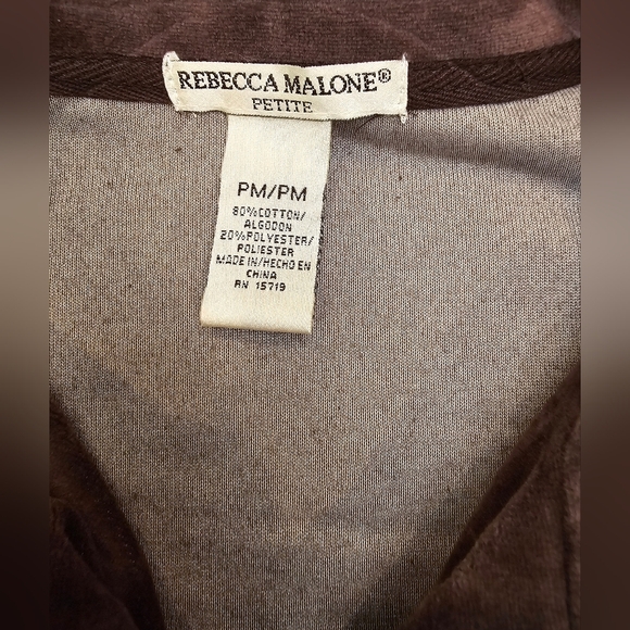 Rebecca MALONE 2 Piece Brown Outfit Zip Jacket &  Pants Medium Petite Size - Picture 6 of 12